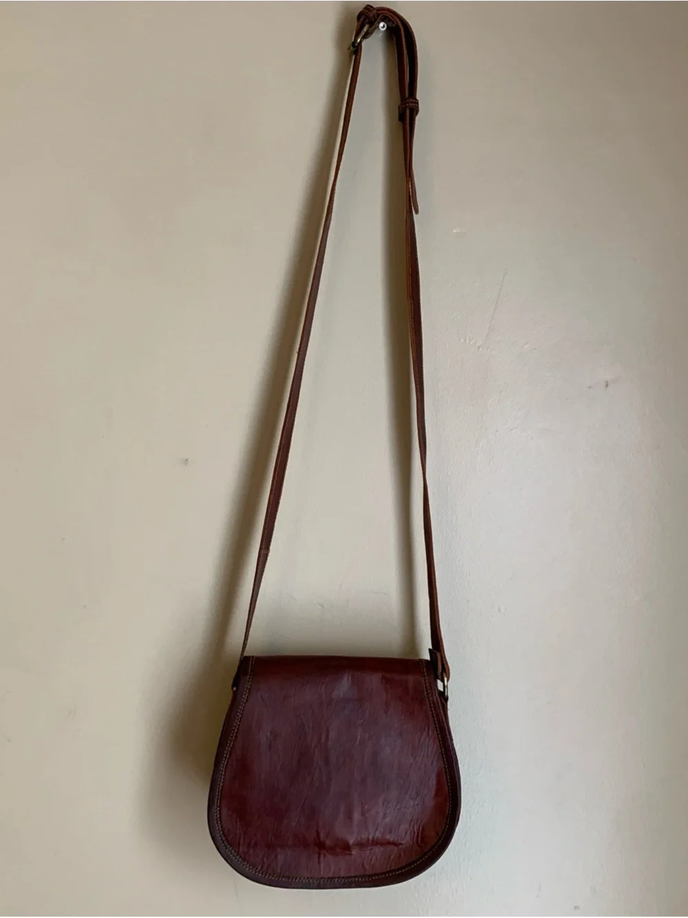 Vtg Waxed Leather Messenger Bag Crossbody Green Canvas Interior Brass Hardware